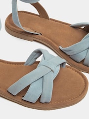 Yours Curve Blue Extra Wide Fit EEE Faux Leather Cross Over Sandals - Image 4 of 4