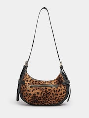 Yours Curve Brown Faux Suede Leopard Buckle Shoulder Bag - Image 2 of 5
