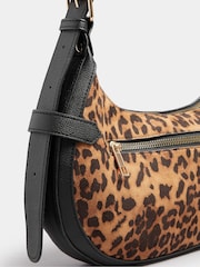 Yours Curve Brown Faux Suede Leopard Buckle Shoulder Bag - Image 4 of 5