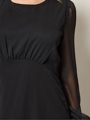 M&Co Black Long Sleeve Chiffon Midi Dress - Image 4 of 6