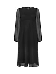 M&Co Black Long Sleeve Chiffon Midi Dress - Image 5 of 6
