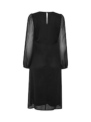 M&Co Black Long Sleeve Chiffon Midi Dress - Image 6 of 6