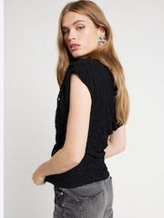 River Island Black Drape Top - Image 3 of 4