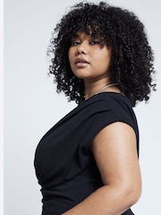 River Island Black Curve SL Drape Top - Image 4 of 5