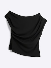 River Island Black Curve SL Drape Top - Image 5 of 5