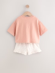 Pink Crochet Flowers 100% Cotton T-Shirt and Shorts Set (3mths-7yrs) - Image 6 of 7