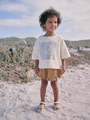 Cream Shell 100% Cotton T-Shirt and Shorts Set (3mths-7yrs) - Image 1 of 9