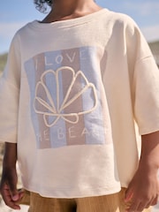 Cream Shell 100% Cotton T-Shirt and Shorts Set (3mths-7yrs) - Image 2 of 9