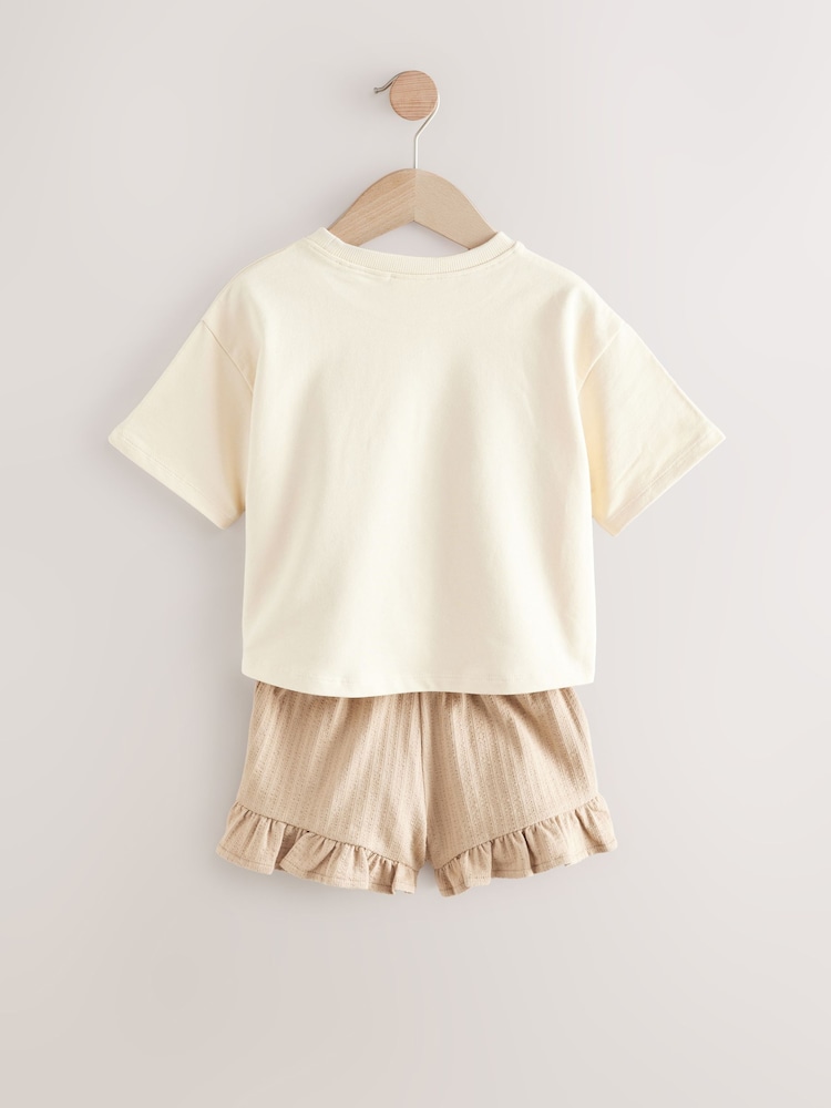 Cream Shell 100% Cotton T-Shirt and Shorts Set (3mths-7yrs) - Image 7 of 9