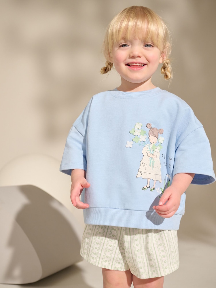 Blue ditsy floral girl Top & Shorts Set (3mths-7yrs) - Image 1 of 9 Blue ditsy floral girl Top & Shorts Set (3mths-7yrs) - Image 1 of 9