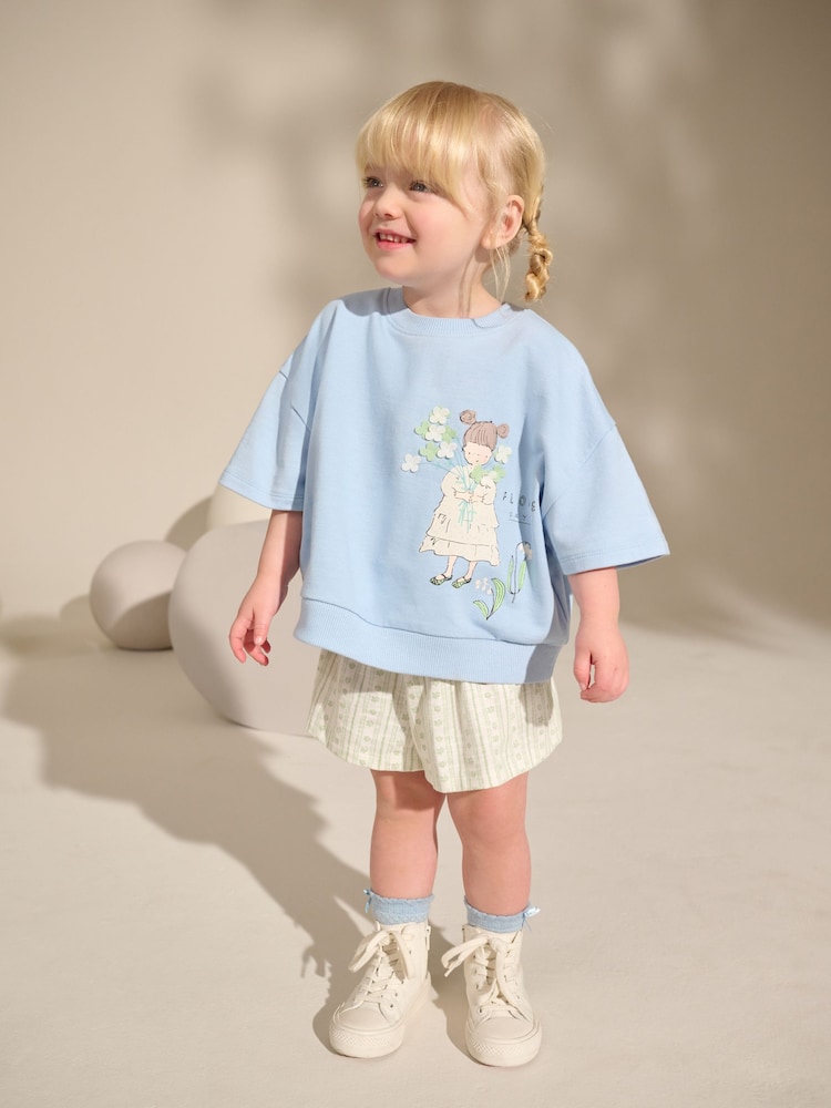Blue ditsy floral girl Top & Shorts Set (3mths-7yrs) - Image 2 of 9 Blue ditsy floral girl Top & Shorts Set (3mths-7yrs) - Image 2 of 9