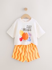 Cream Zest Friends Fruit Top & Shorts Set (3mths-7yrs) - Image 6 of 9