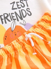 Cream Zest Friends Fruit Top & Shorts Set (3mths-7yrs) - Image 8 of 9