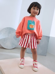 Orange Fruit Character Long Sleeve 100% Cotton Sweatshirt And Shorts Set (3mths-7yrs) - Image 1 of 8