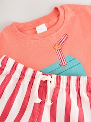 Orange Fruit Character Long Sleeve 100% Cotton Sweatshirt And Shorts Set (3mths-7yrs) - Image 8 of 8