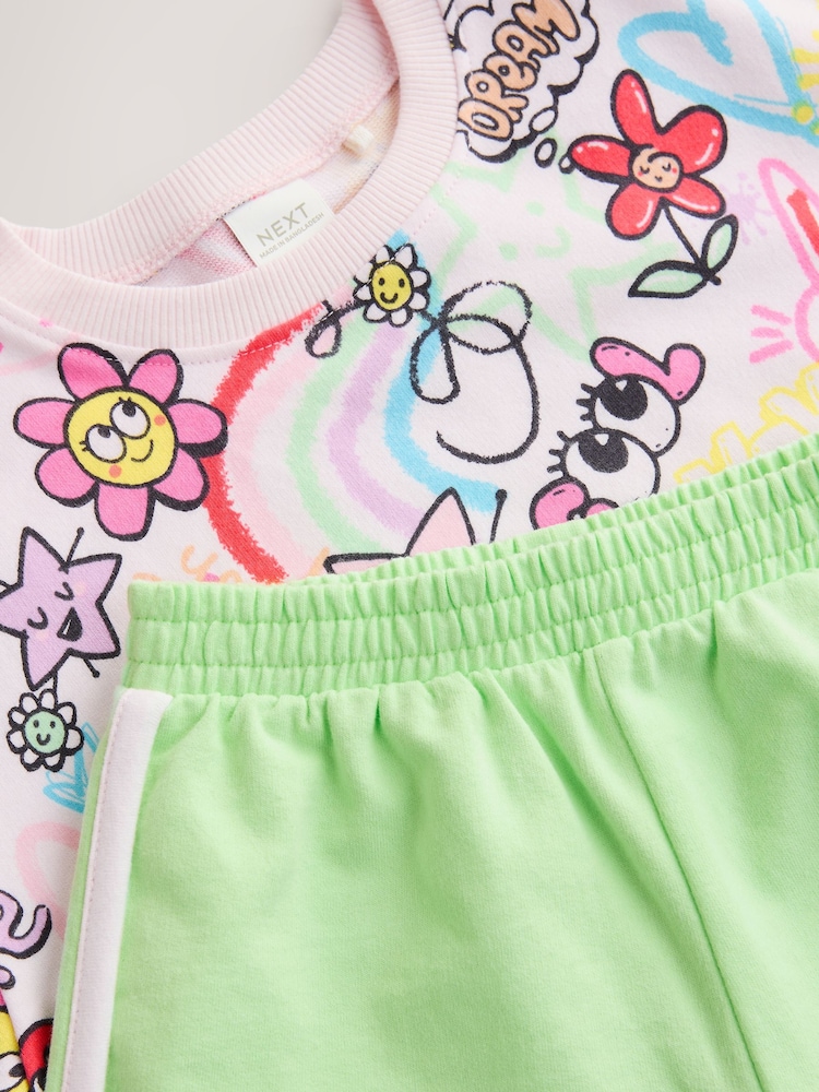 Pink Doodle Graffiti 100% Cotton Top & Shorts Set (3mths-7yrs) - Image 8 of 8