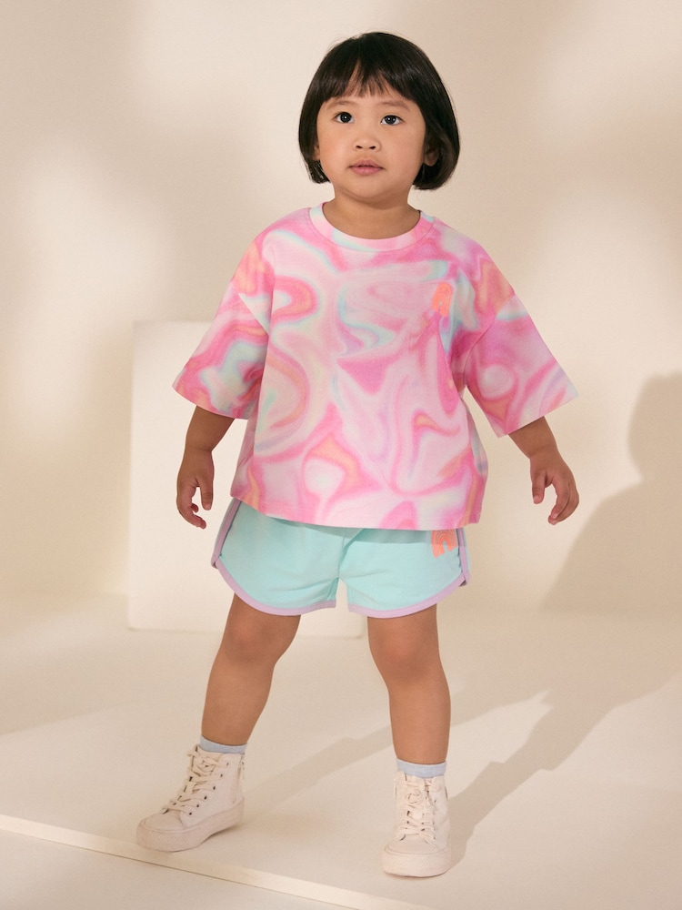 Pink Tie Dye 100% Cotton Top & Shorts Set (3mths-7yrs) - Image 1 of 7