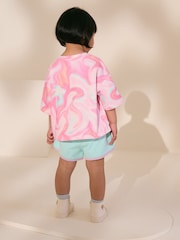 Pink Tie Dye 100% Cotton Top & Shorts Set (3mths-7yrs) - Image 2 of 7