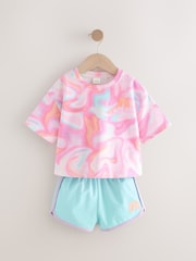 Pink Tie Dye 100% Cotton Top & Shorts Set (3mths-7yrs) - Image 5 of 7