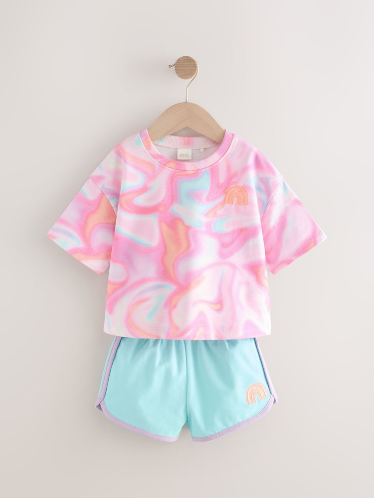 Pink Tie Dye 100% Cotton Top & Shorts Set (3mths-7yrs) - Image 5 of 7