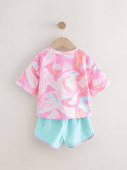 Pink Tie Dye 100% Cotton Top & Shorts Set (3mths-7yrs) - Image 6 of 7