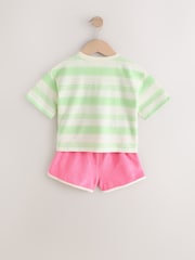 Green Stripe Tennis 100% Cotton Top & Shorts Set (3mths-7yrs) - Image 7 of 9