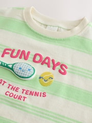 Green Stripe Tennis 100% Cotton Top & Shorts Set (3mths-7yrs) - Image 8 of 9