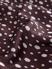 Burgundy Red/Ecru Cream Crinkle Satin Polka Dot Blazer - Image 6 of 7