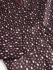 Burgundy Red/Ecru Cream Crinkle Satin Polka Dot Blazer - Image 7 of 7