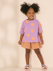 Purple/Orange Stars Top & Shorts Set (3mths-7yrs) - Image 2 of 9