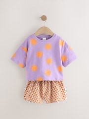 Purple/Orange Stars Top & Shorts Set (3mths-7yrs) - Image 5 of 9