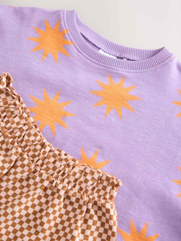 Purple/Orange Stars Top & Shorts Set (3mths-7yrs) - Image 9 of 9