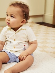 Modra/bela ladjica - dojenček srajce in kratke hlače (0mesecev-2yrs) - Slika 2 iz 14