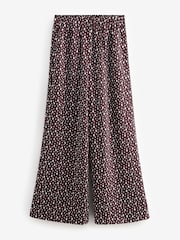 Burgundy Red/Ecru Cream Crinkle Satin Polka Dot Wide Trousers - Image 6 of 8