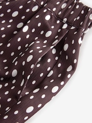 Burgundy Red/Ecru Cream Crinkle Satin Polka Dot Wide Trousers - Image 7 of 8