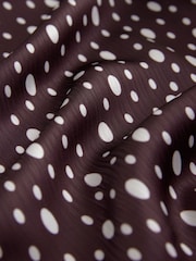 Burgundy Red/Ecru Cream Crinkle Satin Polka Dot Wide Trousers - Image 8 of 8