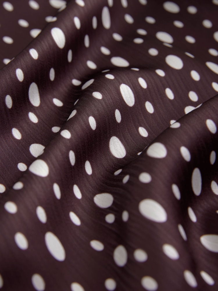 Burgundy Red/Ecru Cream Crinkle Satin Polka Dot Wide Trousers - Image 8 of 8