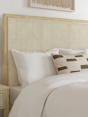 Feather & Black Light Wood Light Vintage Rattan Bed - Image 2 of 3