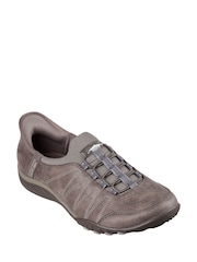 Skechers Tan Brown Breathe Easy Roll Slip In With Me Wide Fit Trainers - Image 1 of 3