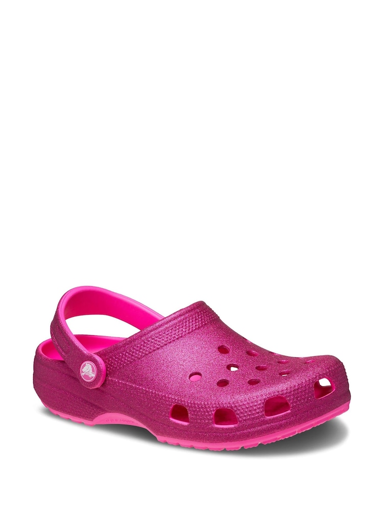 Crocs Pink Classic Glitter Clogs - Image 1 of 4