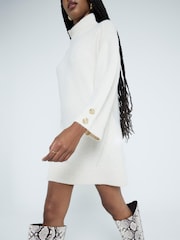 River Island Cream High Neck Knitted Jumper Dress - Image 2 of 6