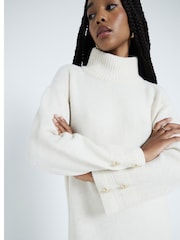 River Island Cream High Neck Knitted Jumper Dress - Image 4 of 6