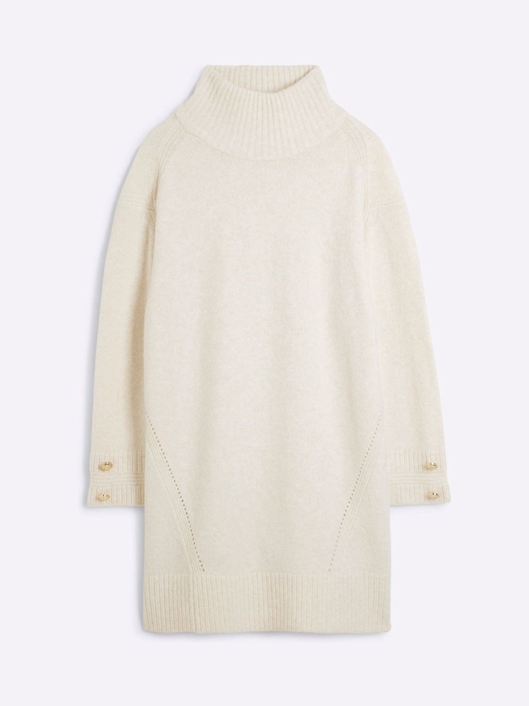 River Island Cream High Neck Knitted Jumper Dress - Image 5 of 6