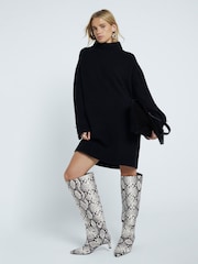 River Island Black High Neck Knitted Jumper Dress - Image 1 of 4