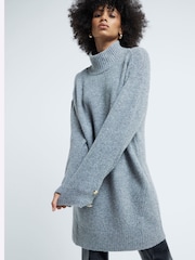 River Island Grey High Neck Knitted Jumper Dress - Image 2 of 4