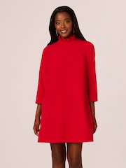Adrianna Papell Red Trapeze Mock Neck Dress - Image 1 of 7