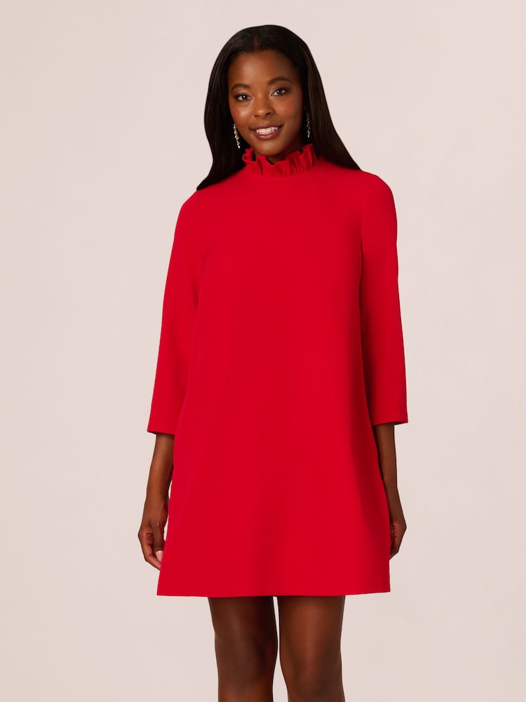 Adrianna Papell Red Trapeze Mock Neck Dress - Image 1 of 7