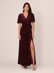 Adrianna Papell Red Burnout Elastic Waist Dress - Image 1 of 7