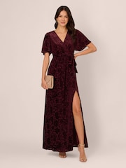 Adrianna Papell Red Burnout Elastic Waist Dress - Image 3 of 7