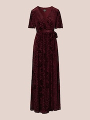 Adrianna Papell Red Burnout Elastic Waist Dress - Image 6 of 7
